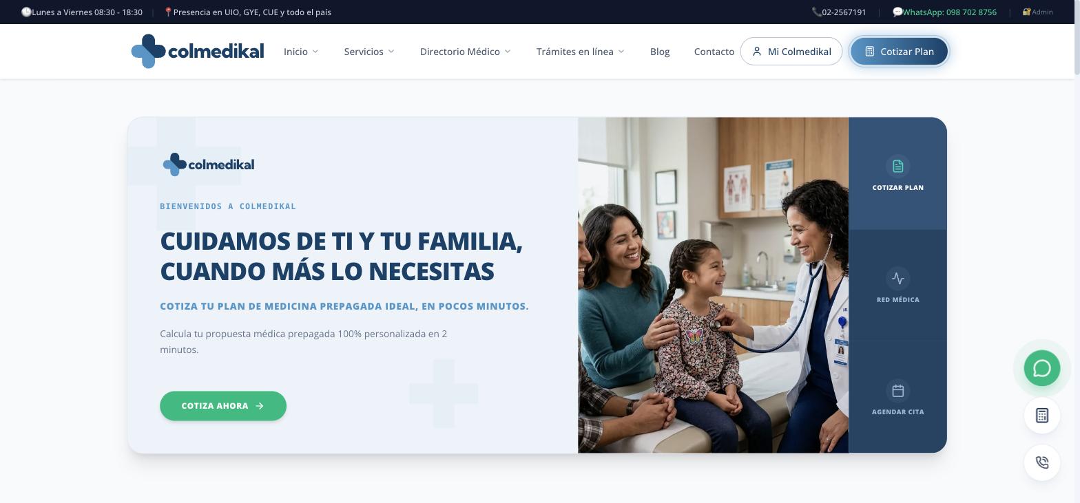 Sitio de Colmedikal, medicina prepagada